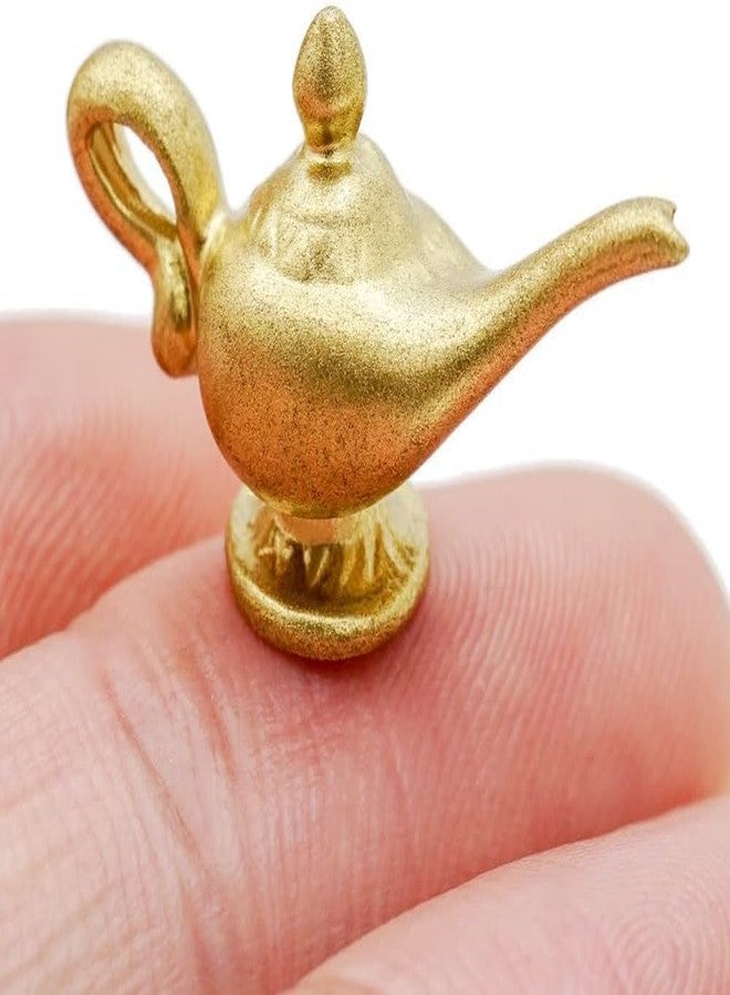 SelHeng 2Pcs Gold 1/12 Miniature Aladdin Genie Lamp Decoration Accessories，Genie Lamp，Dollhouse DIY Accessories，Dollhouse Decor Shooting Props - Image 2